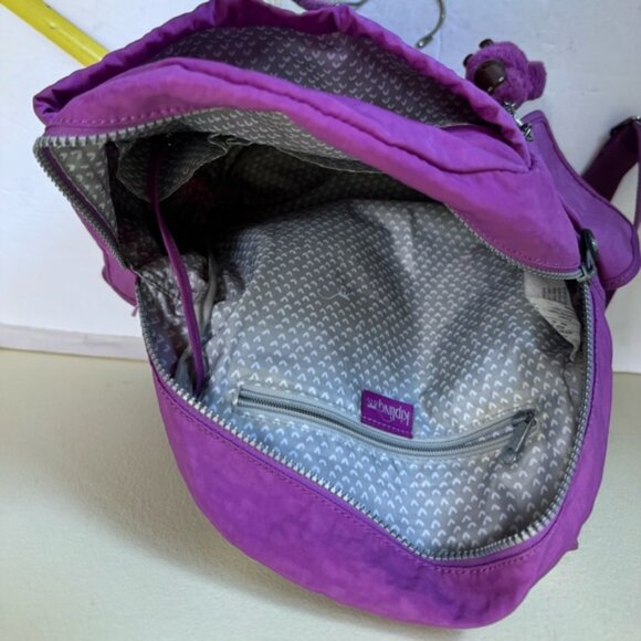 Kipling Ravier Medium Nylon Backpack Bag Pockets Monkey Lightweight Purple Charm - Picture 9 of 16